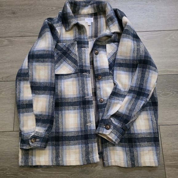 Time and Tru Navy and Beige Checkered Utility Jacket - Picture 1 of 3
